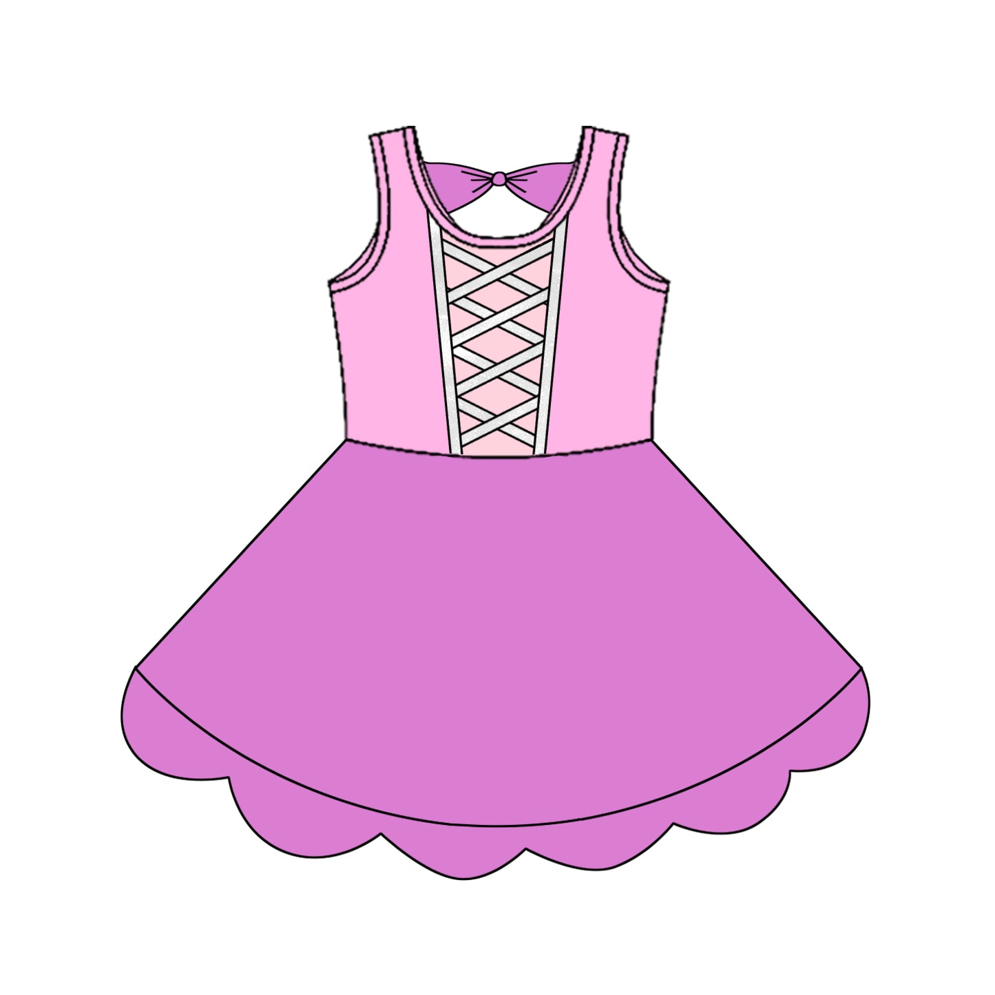 Sleeveless pink princess kids girls summer dress