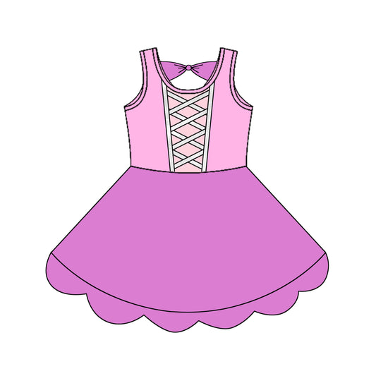 Sleeveless pink princess kids girls summer dress