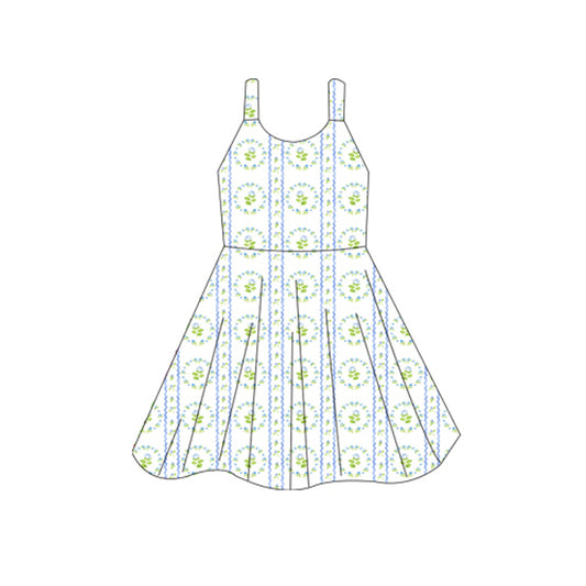 Straps light blue floral baby girls summer dress