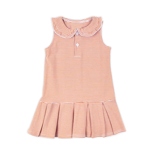 Sleeveless orange stripe kids girls summer dresses