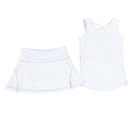 White sleeveless top skorts kids girls activewear set