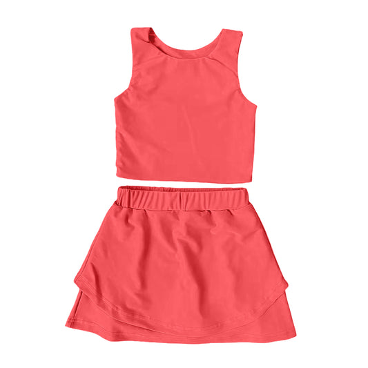 Peach sleeveless top skorts girls activewear set