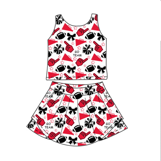 Black bow football top skirt girls activewear team set