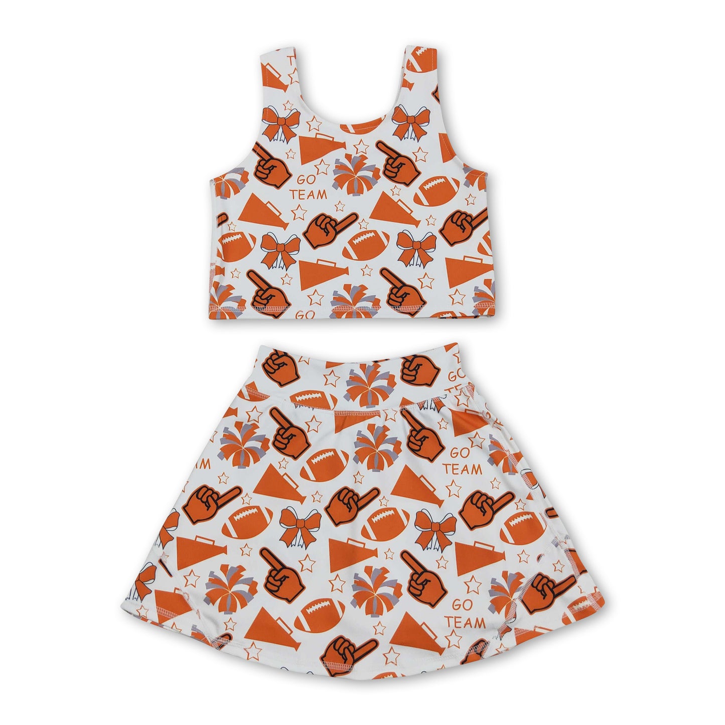 Yellow football top skirt girls activewear team set