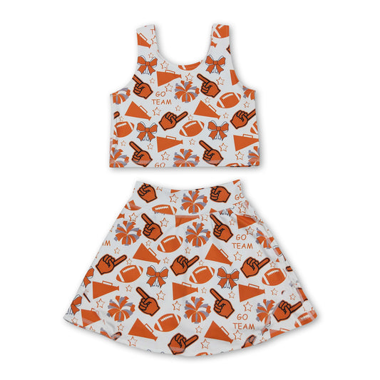 Yellow football top skirt girls activewear team set