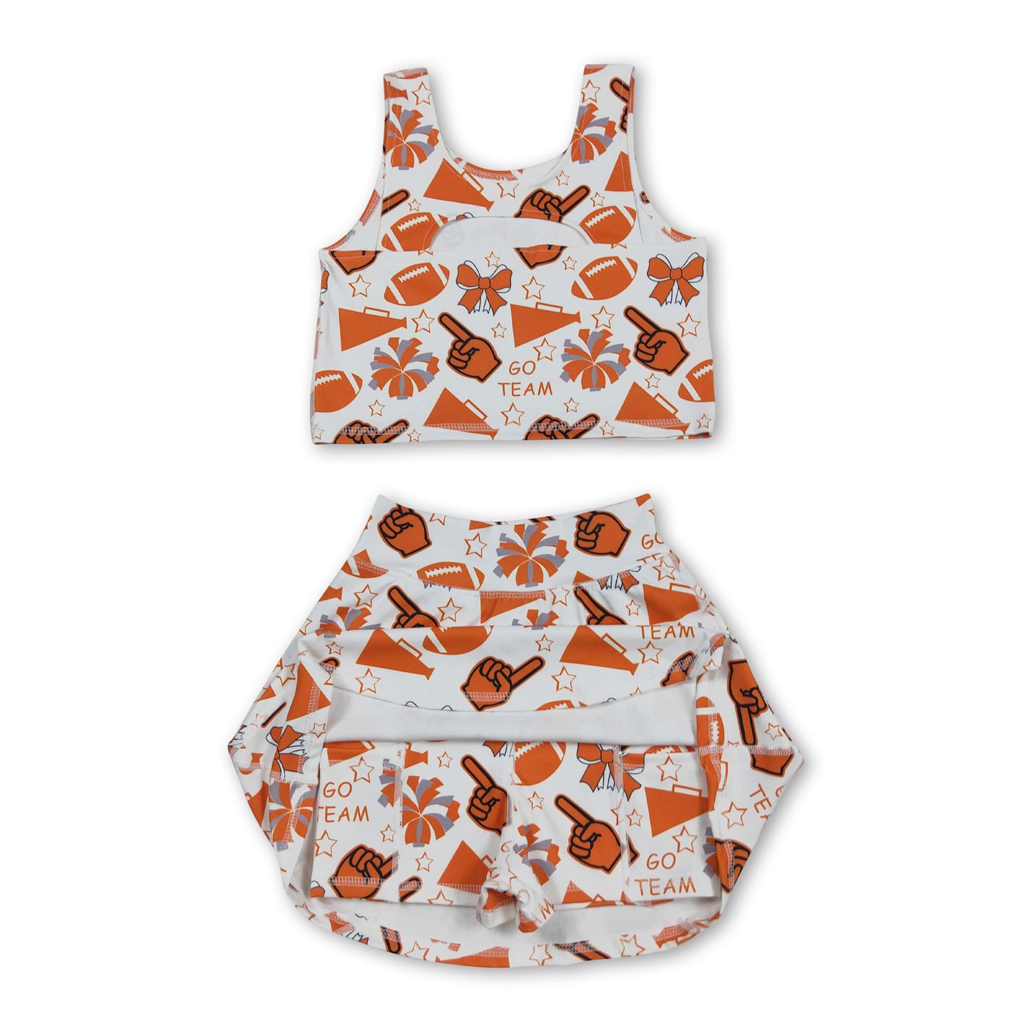 Yellow football top skirt girls activewear team set