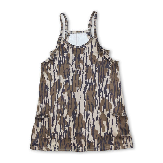 Straps  camo kids girls summer athletic dresses