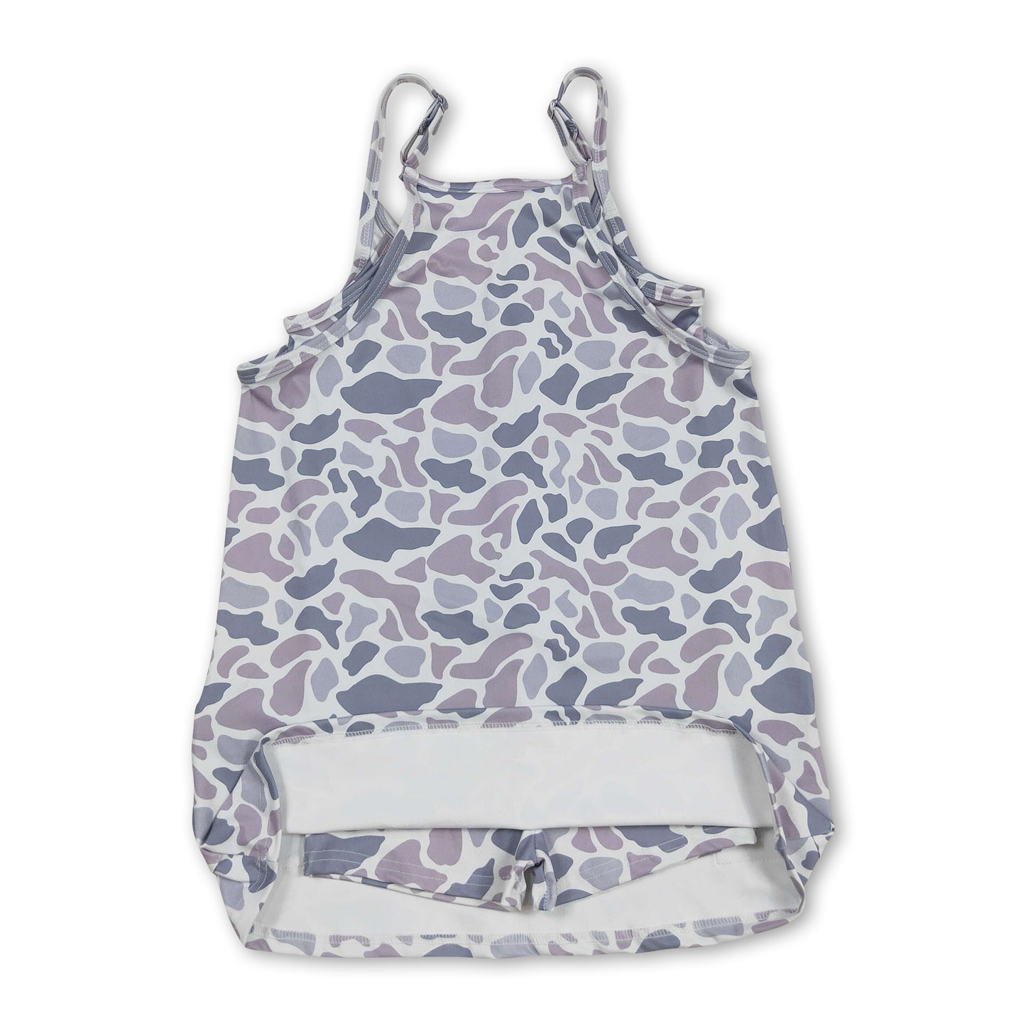 Straps grey camo kids girls summer athletic dresses