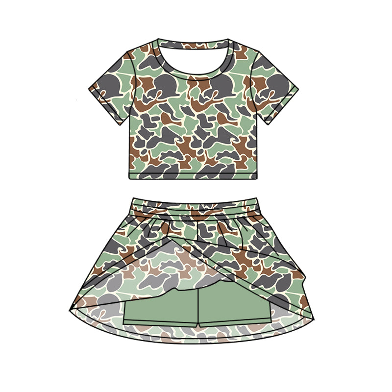 Mint camo short sleeves top skorts kids girls clothing
