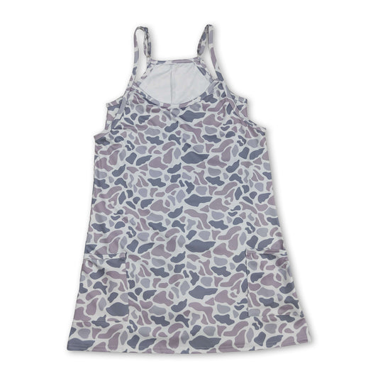 Grey camo straps adult women summer athletic dress