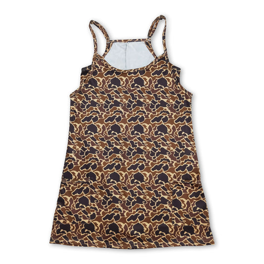 Brown camo straps adult women summer athletic dress