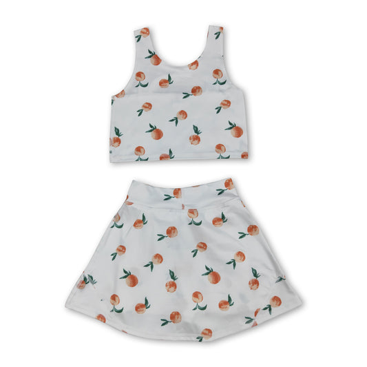 Sleeveless peach top skirt girls summer clothes