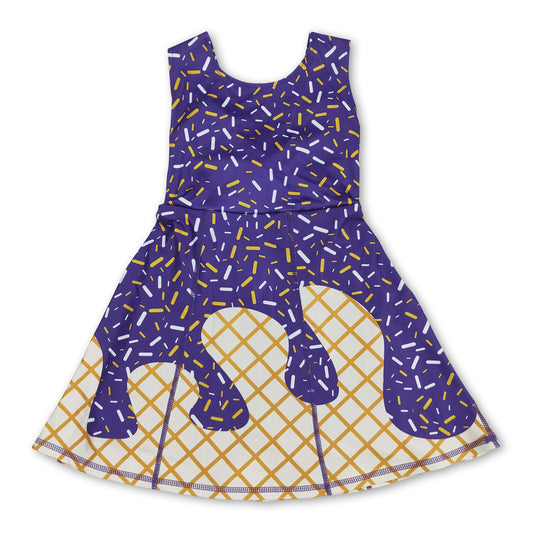 Sleeveless purple ice cream sprinkle girls athletic dress