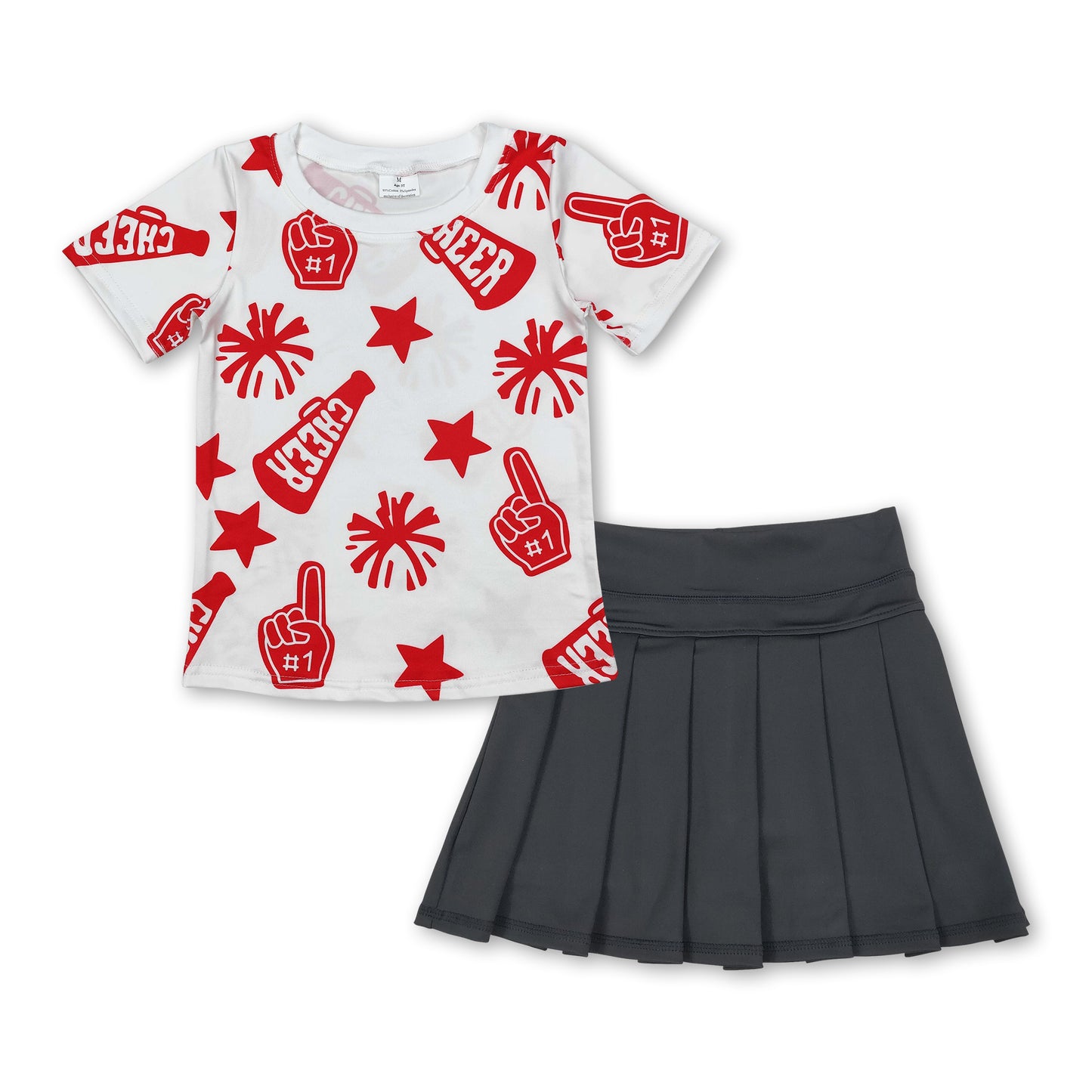 Red cheer top black pleated active skirt girls clothing