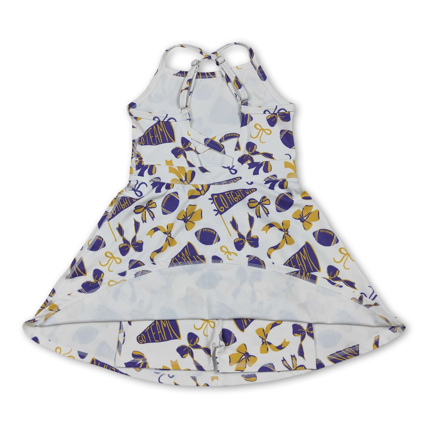 Straps purple bow football girls athletic dresses
