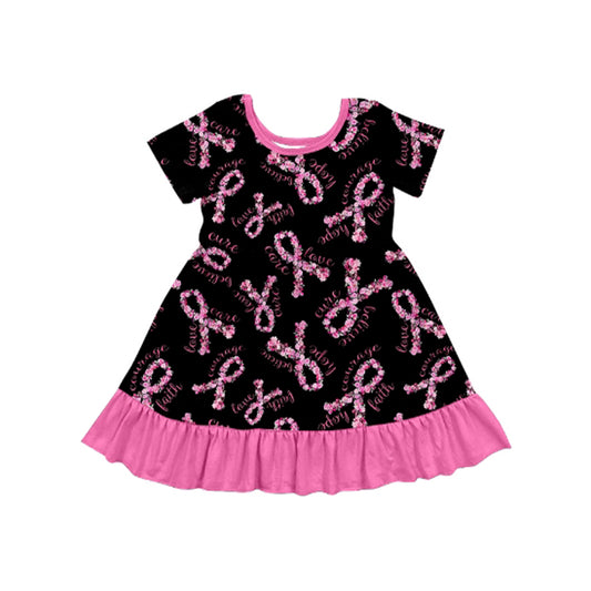 Short sleeves floral love care ruffle kids girls dresses
