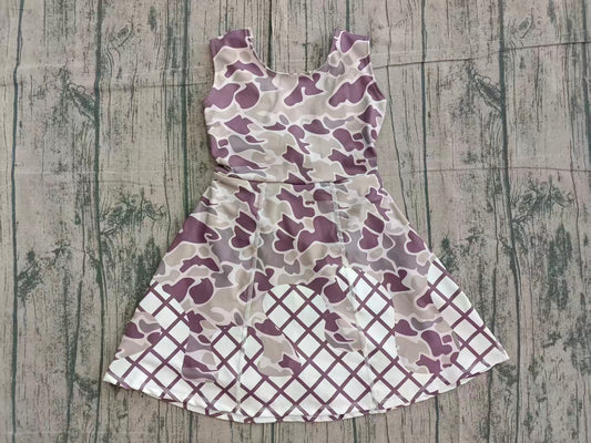 Sleeveless camo ice cream sprinkle girls athletic dresses