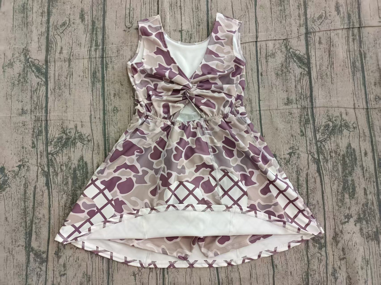 Sleeveless camo ice cream sprinkle girls athletic dresses