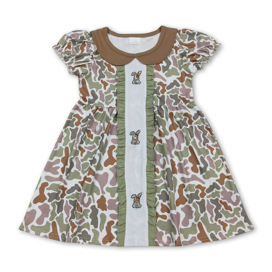 Short sleeves camo rabbit baby girl Easter dress