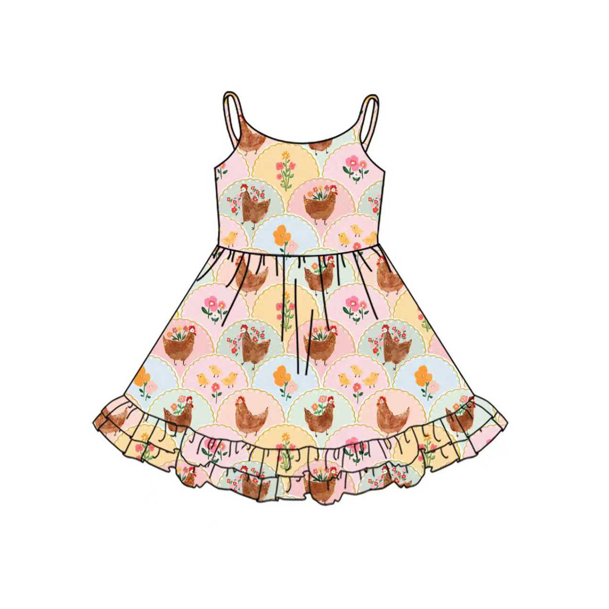 flowers chick sleeveless girl dress