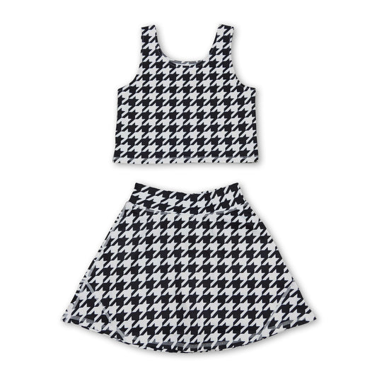 Sleeveless crop top skirt kids girls activewear set