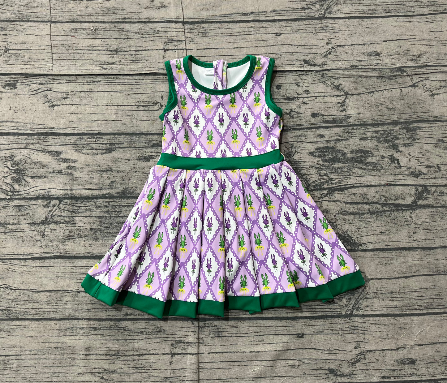 purple yellow green crab girl sleeveless yoga dress