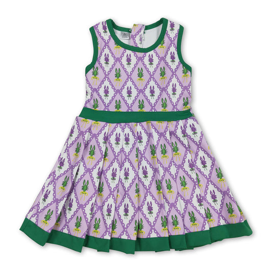 Sleeveless crawfish girl Mardi Gras pleated athletic dress