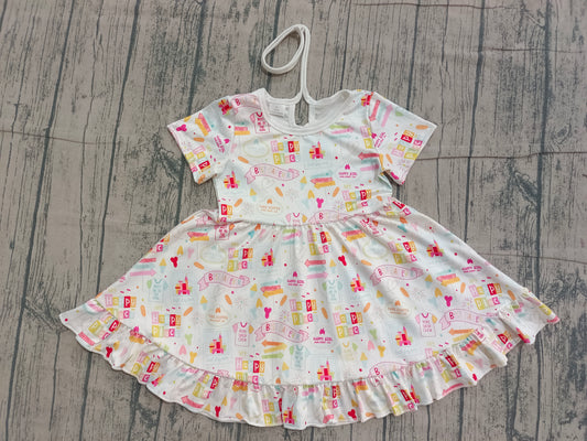 happy place pattern girl sleeveless dress