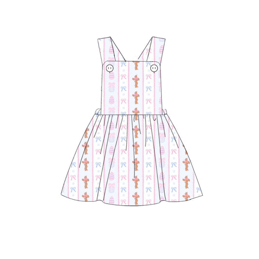 colorful bows flowers overall girl dress