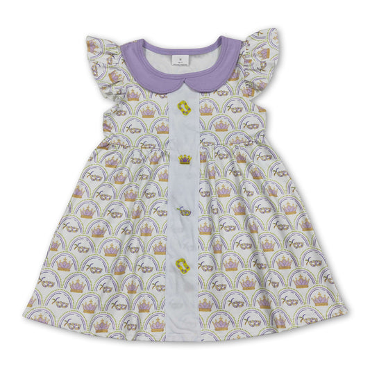 Flutter sleeves crown kids girls Mardi Gras dresses