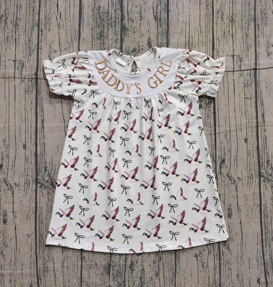 Short sleeves daddy's girl duck bow baby girls dresses