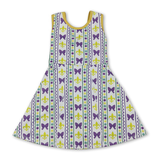 Sleeveless purple bow baby girls Mardi Gras athletic dress