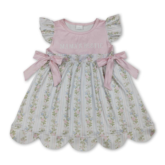 Flutter sleeves Mama's bestie floral baby girls dresses