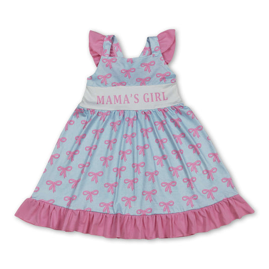 Flutter sleeves mama's girl bows kids ruffle dresses