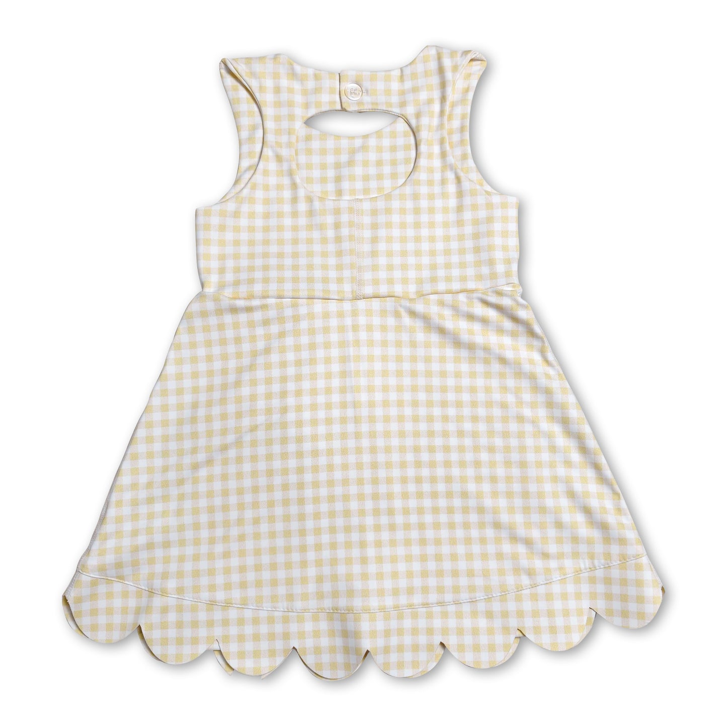 Sleeveless yellow plaid bows kids girls athletic dresses
