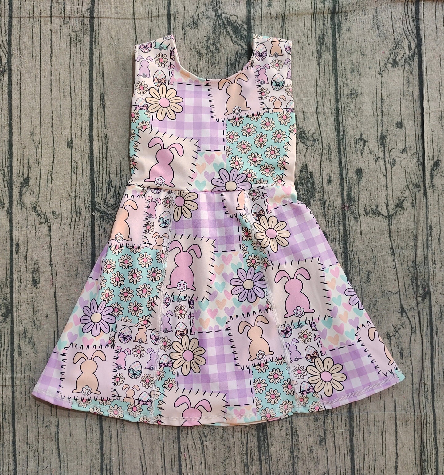 Sleeveless bunny floral kids girls Easter athletic dresses