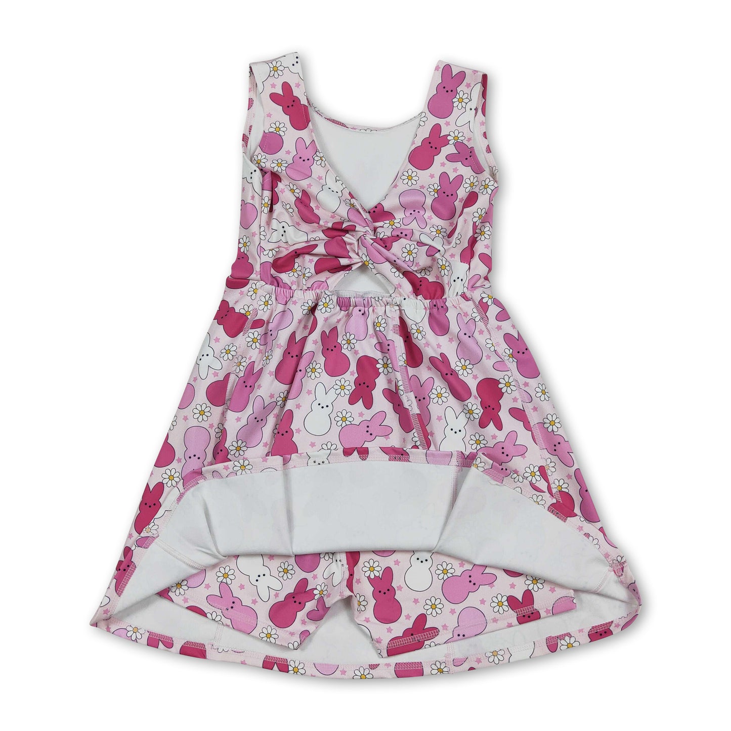 Sleeveless bunny floral baby girls Easter athletic dress