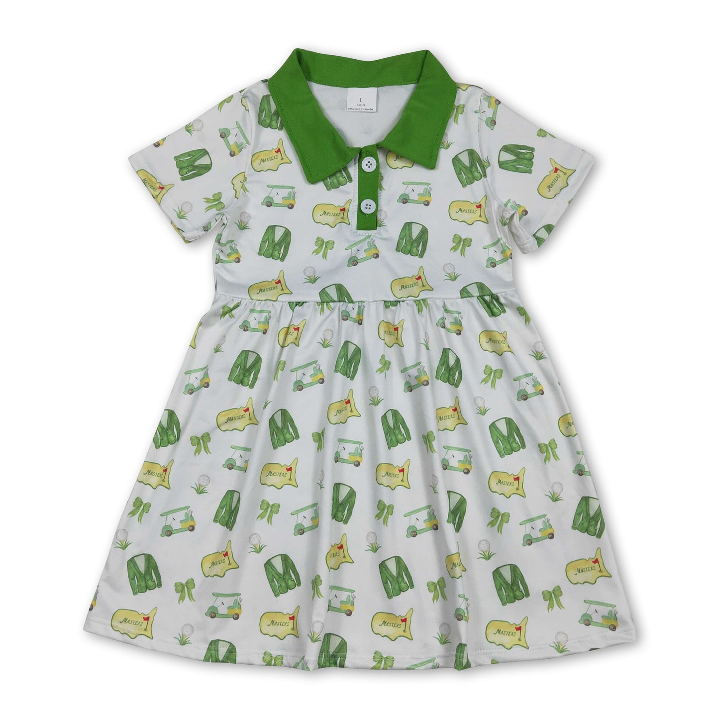 Short sleeves golf cart green kids girls polo dresses