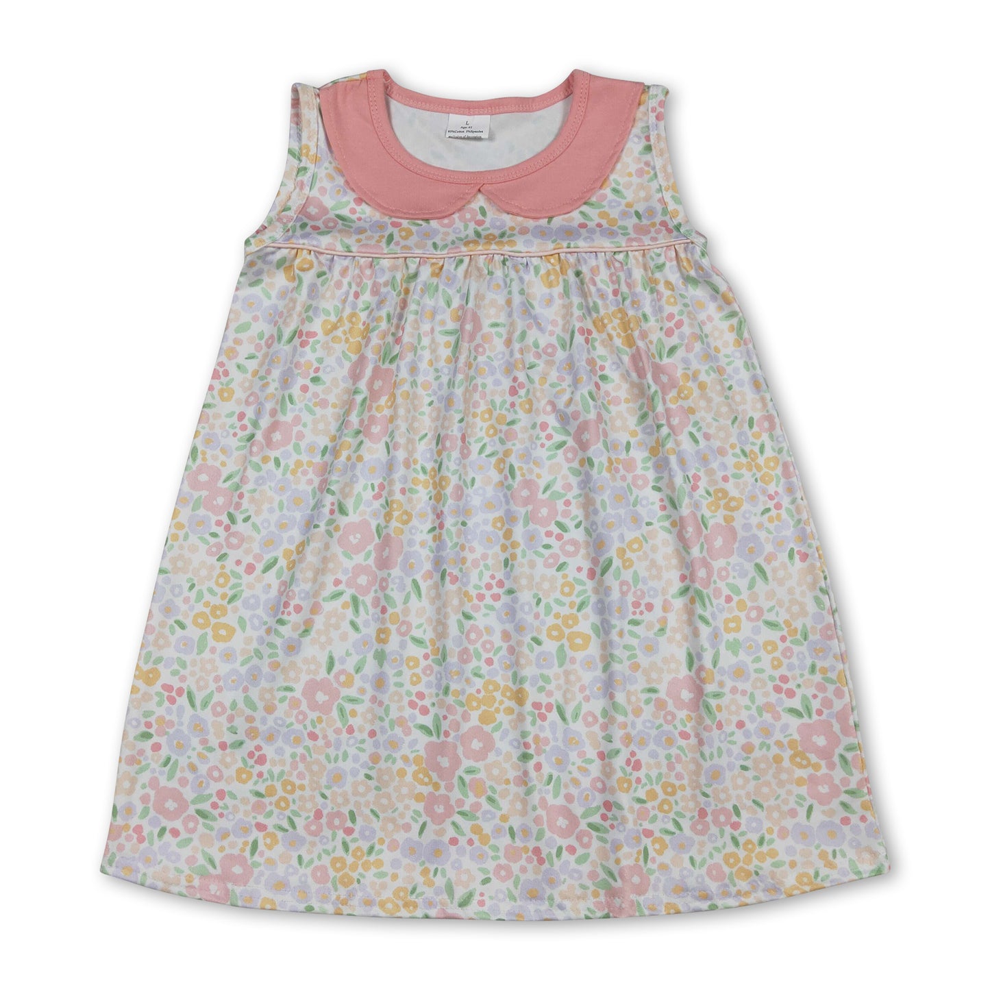 Sleeveless doll collar floral baby girls spring summer dress