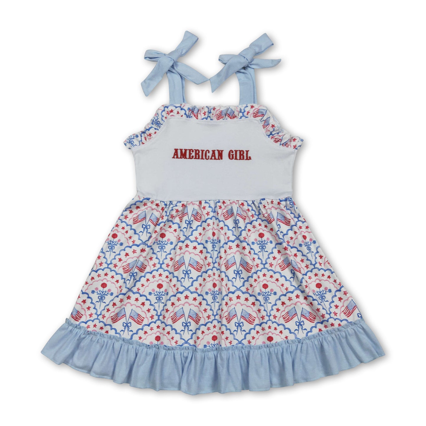 American Girl embroidery flag bow 4th of july dresses