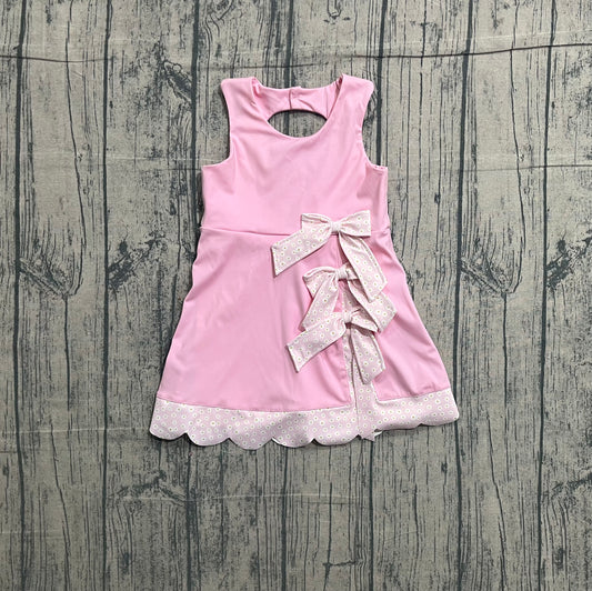 Pink sleeveless bows kids girls summer athletic dress