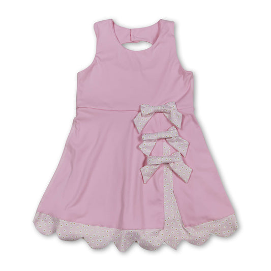 Pink sleeveless bows kids girls summer athletic dress