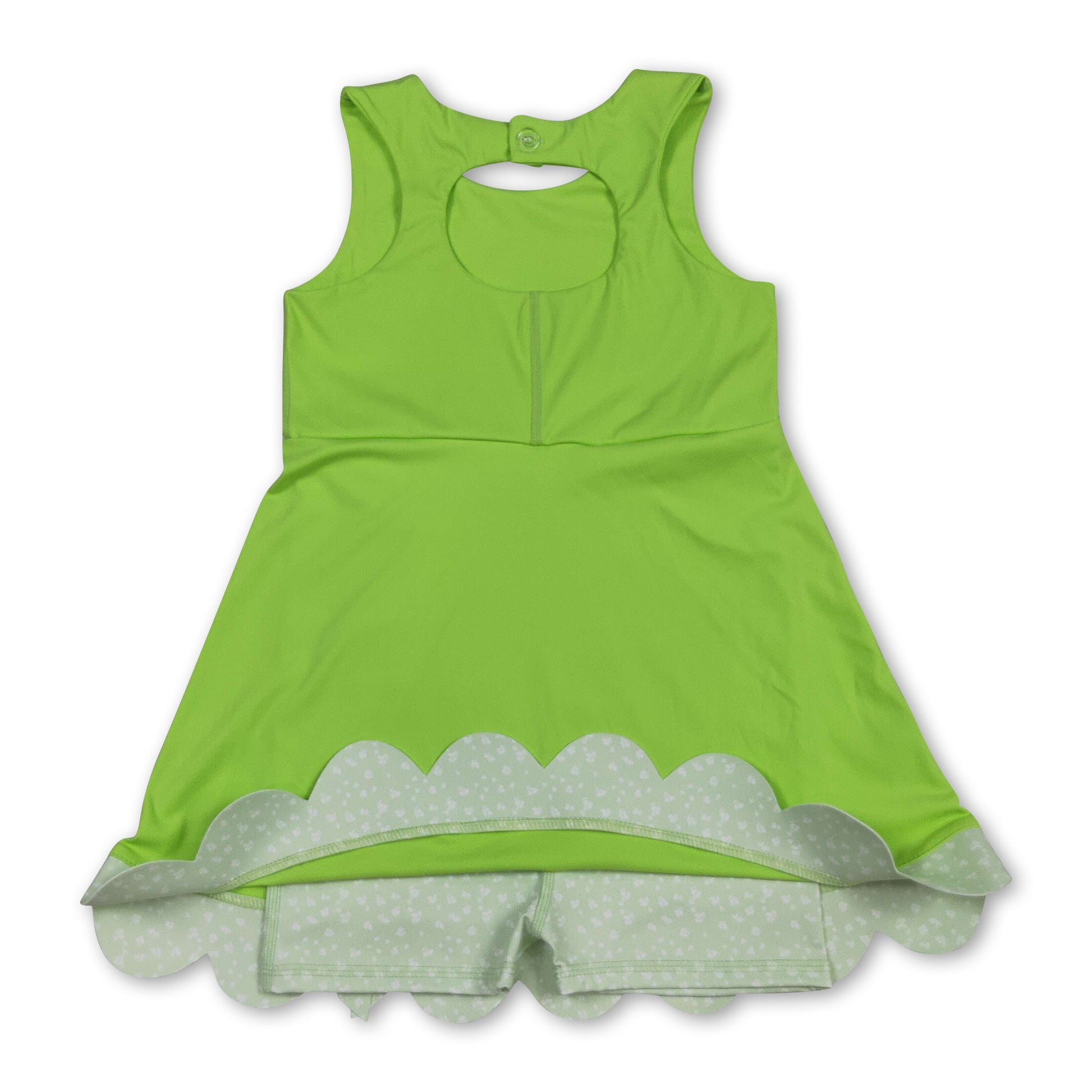 Sleeveless bow lime green scallop girls athletic dress – Western Kids Clothes