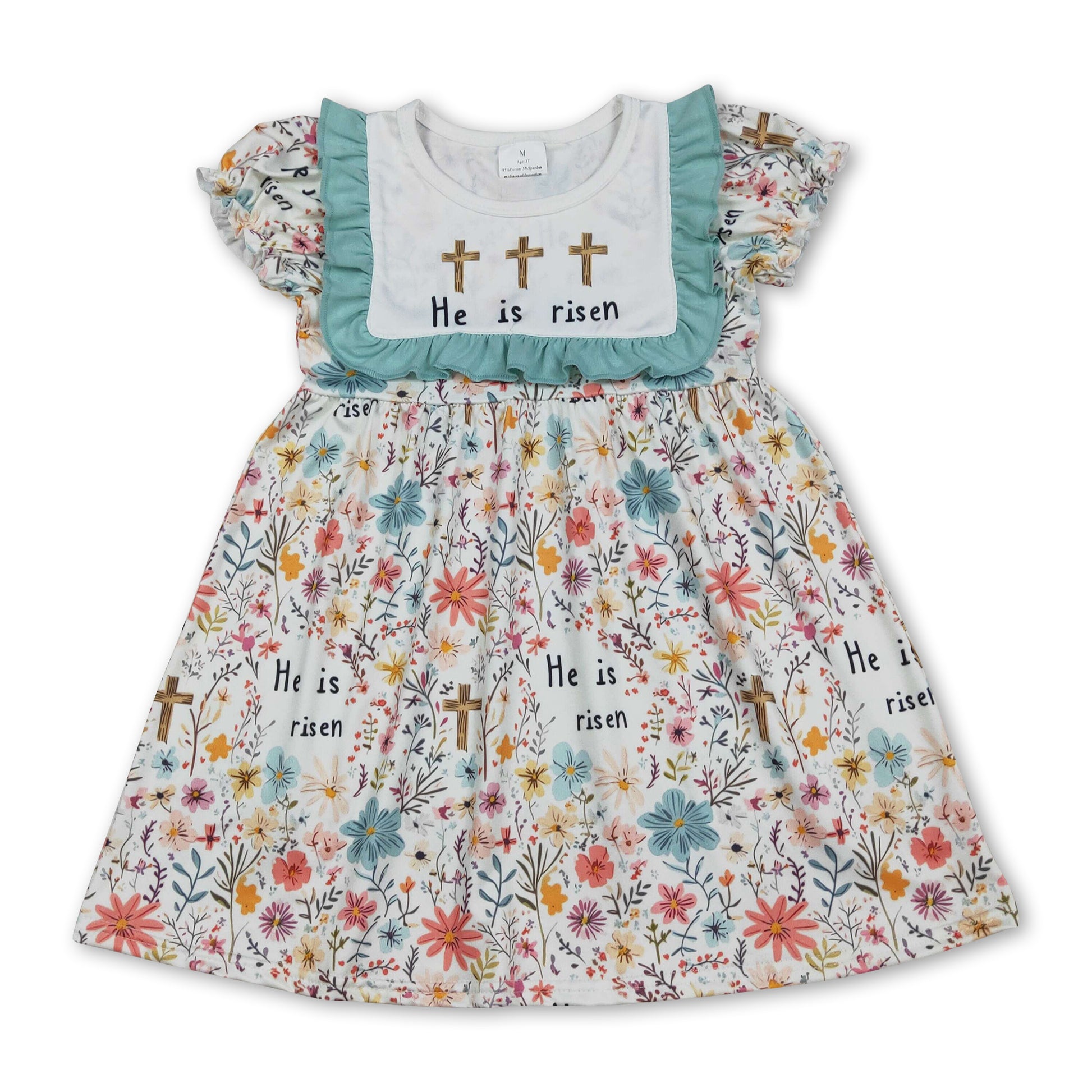 girls easter dresses He is risen cross floral kids girls Easter dresses – Western Kids Clothes