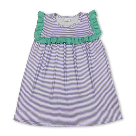 Sleeveless ruffle stripe baby girls summer dresses