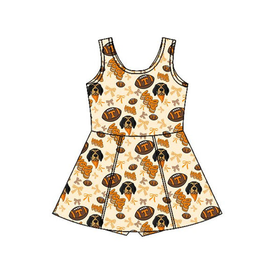 Sleeveless T dog bow kids girls team athletic dress