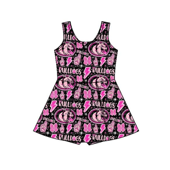 Sleeveless pink dog bow kids girls team athletic dress