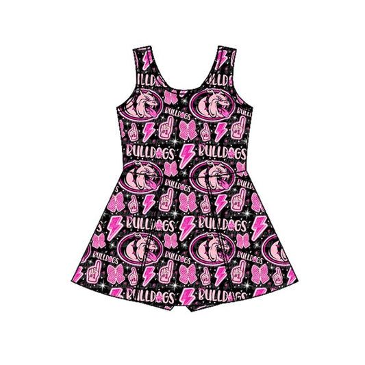 Sleeveless pink dog bow kids girls team athletic dress