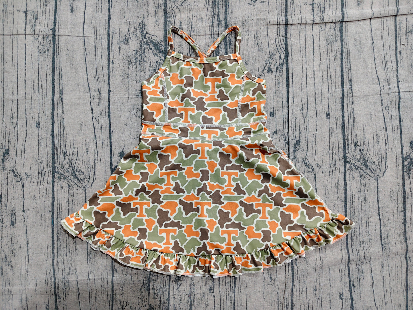 Sleeveless camo T kids girls team athletic dresses