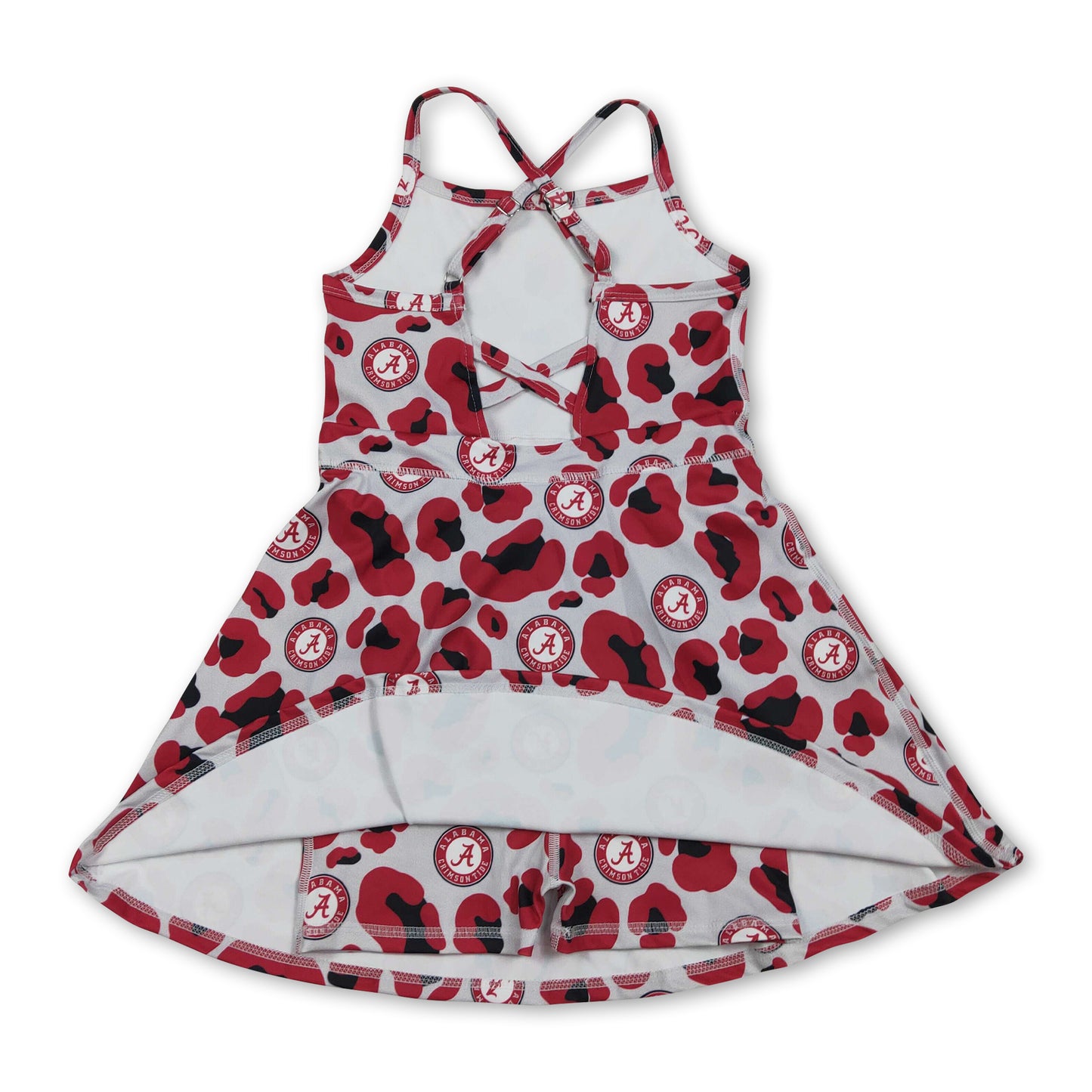 Straps red leopard A kids girls team athletic dresses